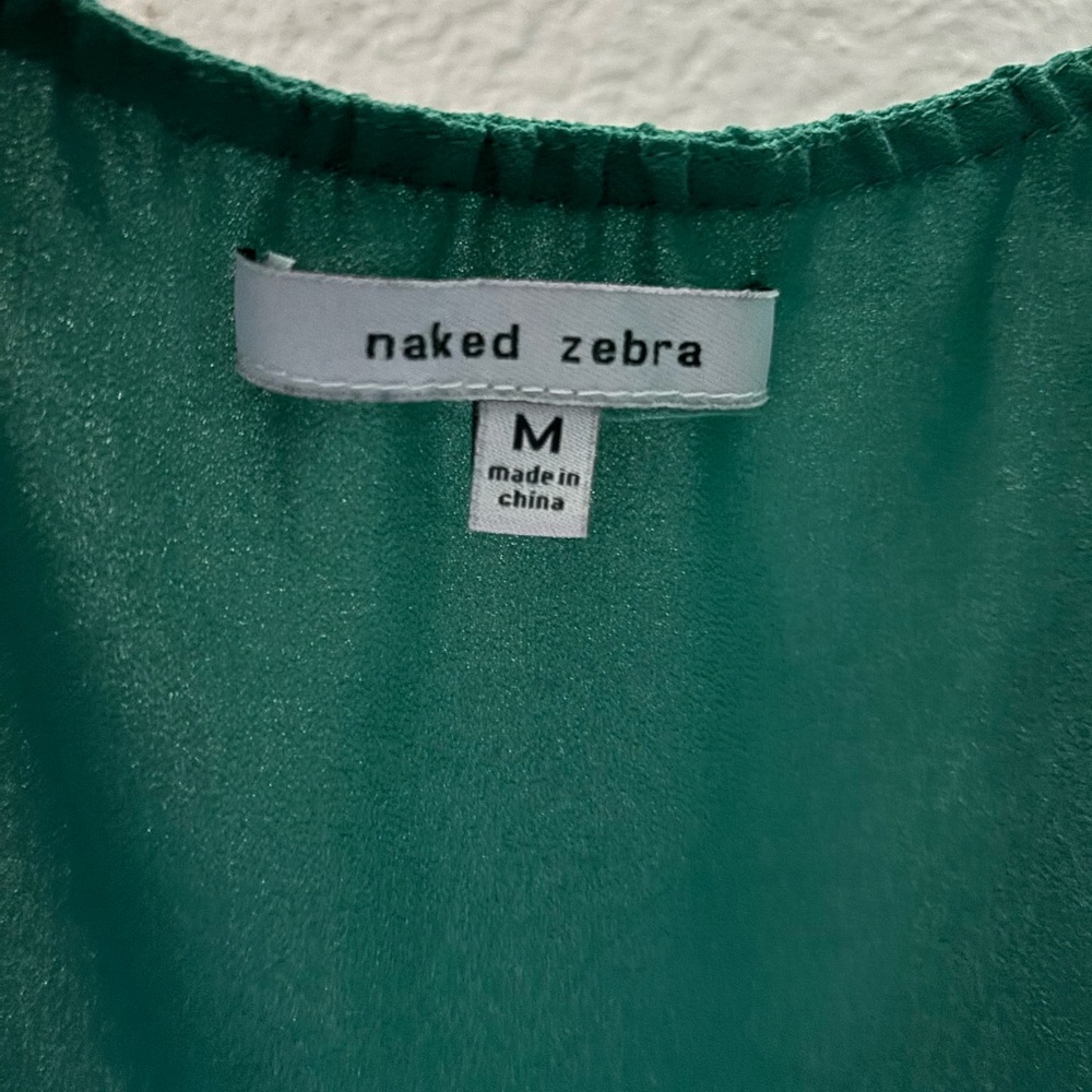 Naked Zebra Green Cross Over Halter Top Size Medium - Picture 4 of 4
